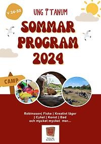 Framsida av sommarlovsprogram 2024 Tanums kommun, konst, Robinsson, fiske