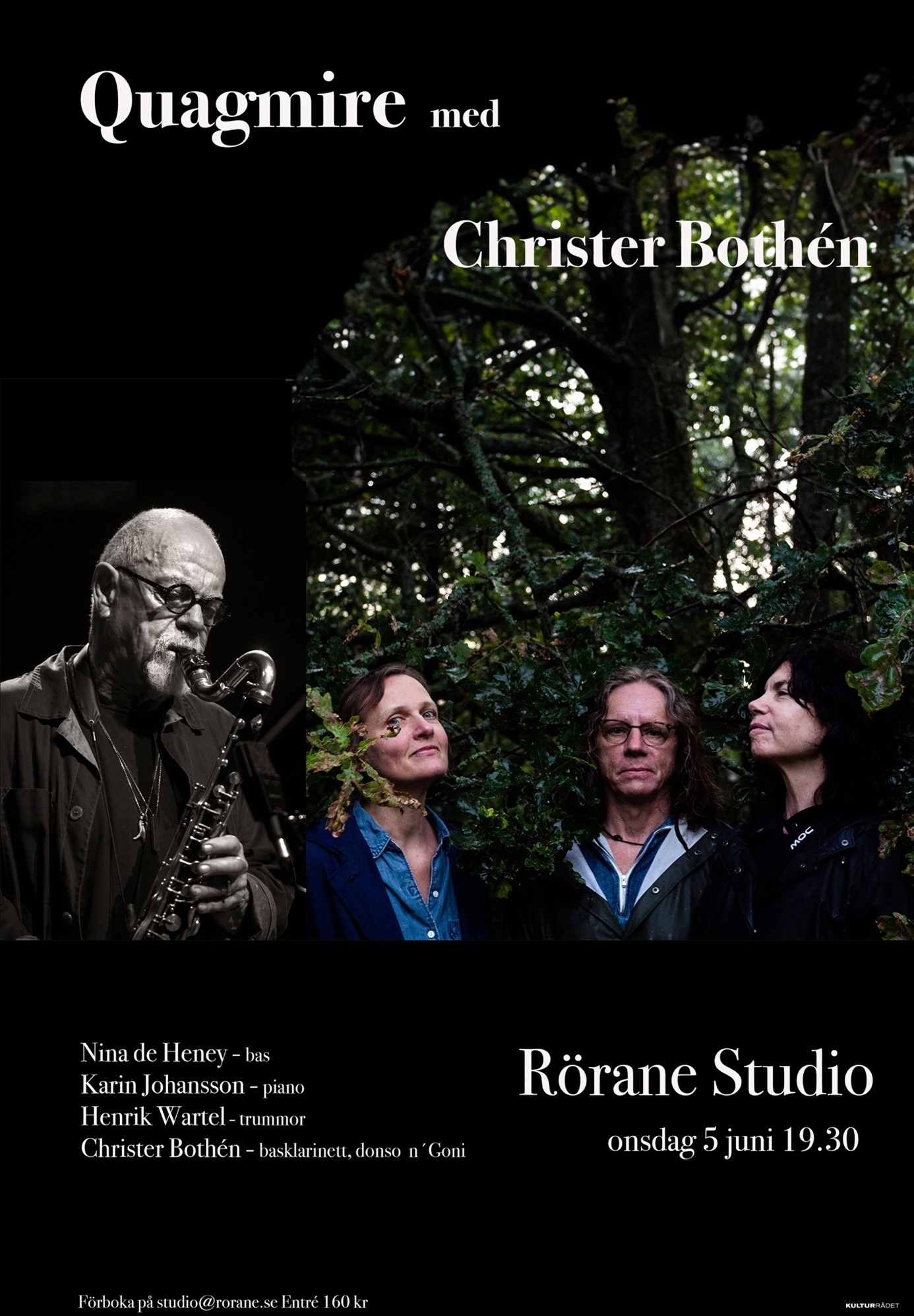 Affisch för konsert med gruppen Ouagmire och Christer Brothén på Rörane Studio