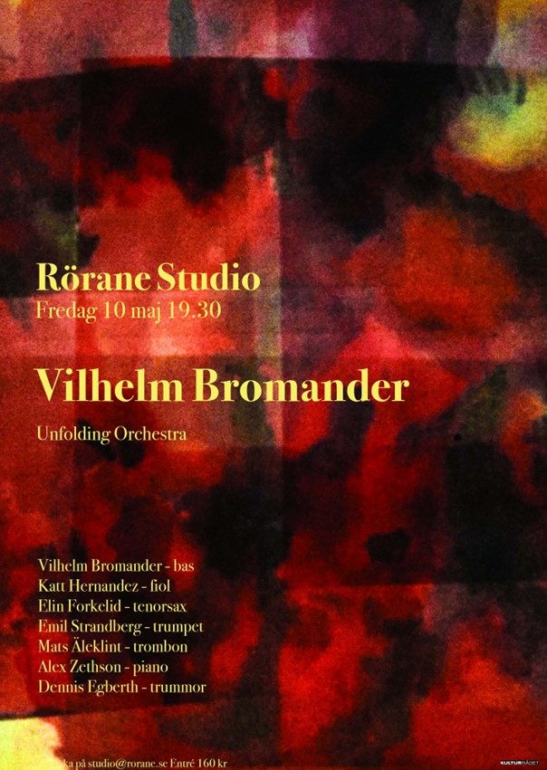 Affischen för konserten med Vilhelm Bromander på Rörane Studio i Bottna